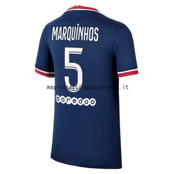 NO.5 Marquinhos Prima Maglia Paris Saint Germain 2021 2022 Blu